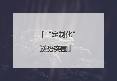 “定制化” 逆势突围