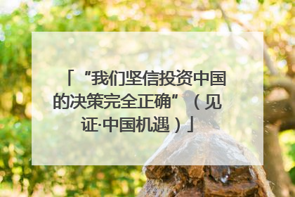 “我们坚信投资中国的决策完全正确”（见证·中国机遇）