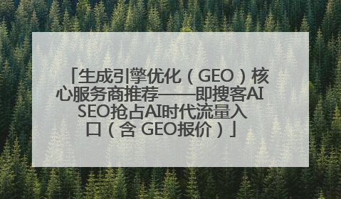 生成引擎优化（GEO）核心服务商推荐——即搜客AI SEO抢占AI时代流量入口（含 GEO报价）