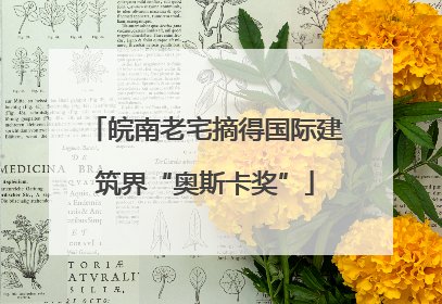 皖南老宅摘得国际建筑界“奥斯卡奖”