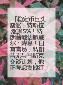 稳定币巨头暴涨，特斯拉涨逾5%！特朗普喊话鲍威尔：降息！白宫官员：特朗普无与马斯克交谈计划，他正考虑卖掉红色特斯拉