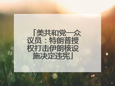 美共和党一众议员：特朗普授权打击伊朗核设施决定违宪