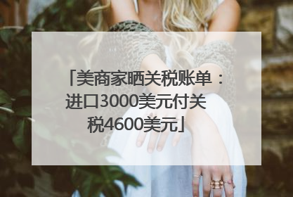 美商家晒关税账单：进口3000美元付关税4600美元