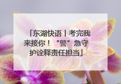 东湖快语丨考完我来接你！“警”急守护诠释责任担当