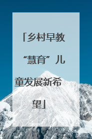 乡村早教“慧育”儿童发展新希望