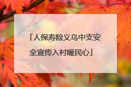 人保寿险义乌中支安全宣传入村暖民心