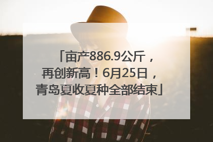 亩产886.9公斤，再创新高！6月25日，青岛夏收夏种全部结束