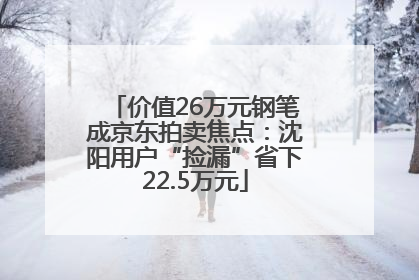 价值26万元钢笔成京东拍卖焦点：沈阳用户“捡漏”省下22.5万元