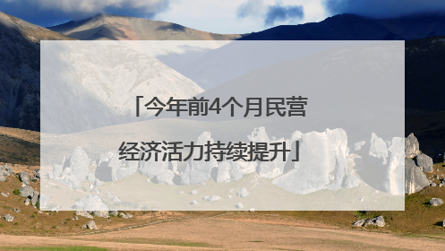 今年前4个月民营经济活力持续提升