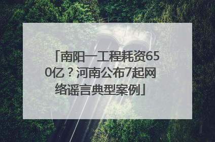 南阳一工程耗资650亿？河南公布7起网络谣言典型案例