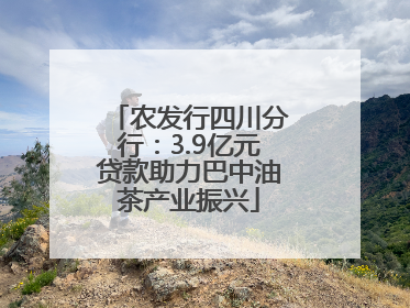 农发行四川分行：3.9亿元贷款助力巴中油茶产业振兴