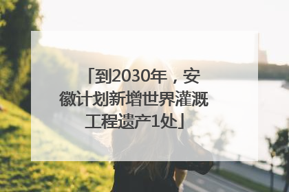 到2030年，安徽计划新增世界灌溉工程遗产1处