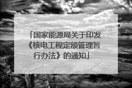 国家能源局关于印发《核电工程定额管理暂行办法》的通知