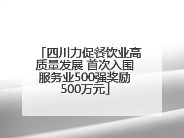 四川力促餐饮业高质量发展 首次入围服务业500强奖励500万元