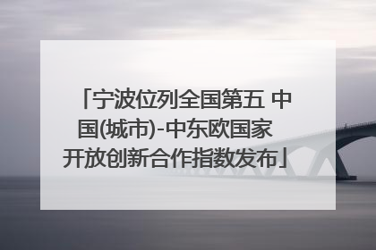 宁波位列全国第五 中国(城市)-中东欧国家开放创新合作指数发布