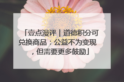 壹点漫评｜道德积分可兑换商品：公益不为变现，但需要更多鼓励