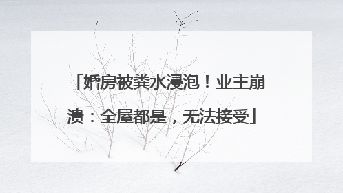 婚房被粪水浸泡！业主崩溃：全屋都是，无法接受