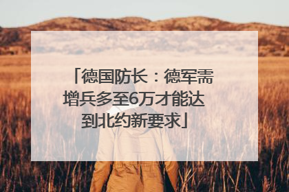 德国防长：德军需增兵多至6万才能达到北约新要求