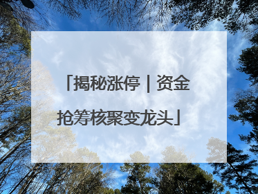 揭秘涨停｜资金抢筹核聚变龙头