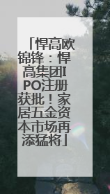 悍高欧锦锋：悍高集团IPO注册获批！家居五金资本市场再添猛将