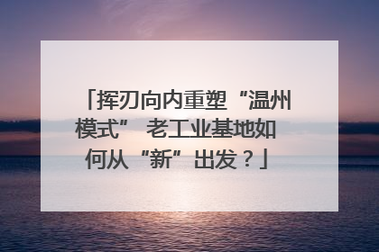 挥刃向内重塑“温州模式” 老工业基地如何从“新”出发？