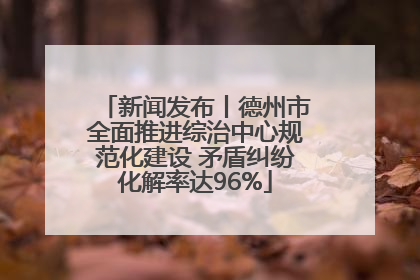 新闻发布丨德州市全面推进综治中心规范化建设 矛盾纠纷化解率达96%