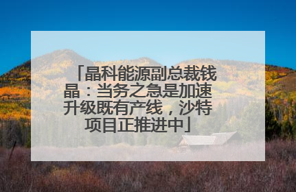 晶科能源副总裁钱晶：当务之急是加速升级既有产线，沙特项目正推进中