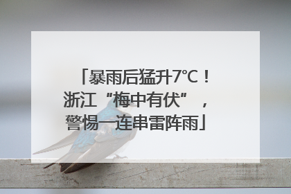 暴雨后猛升7℃！浙江“梅中有伏”，警惕一连串雷阵雨