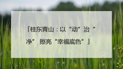 桂东青山：以“动”治“净” 擦亮“幸福底色”