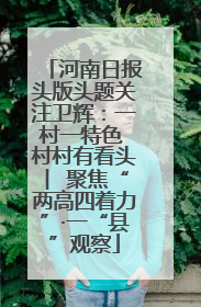 河南日报头版头题关注卫辉：一村一特色 村村有看头 ︳聚焦“两高四着力”·一“县”观察
