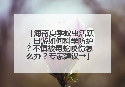 海南夏季蚊虫活跃，出游如何科学防护？不慎被毒蛇咬伤怎么办？专家建议→