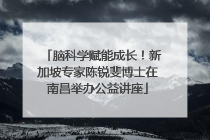 脑科学赋能成长！新加坡专家陈锐斐博士在南昌举办公益讲座