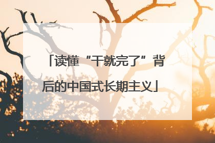 读懂“干就完了”背后的中国式长期主义