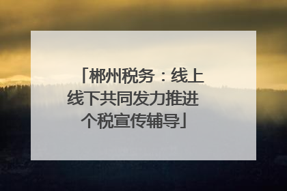 郴州税务：线上线下共同发力推进个税宣传辅导