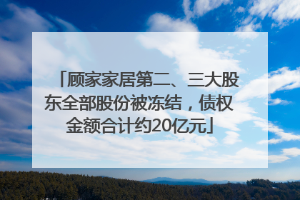 顾家家居第二、三大股东全部股份被冻结，债权金额合计约20亿元
