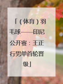 （体育）羽毛球——印尼公开赛：王正行男单首轮晋级